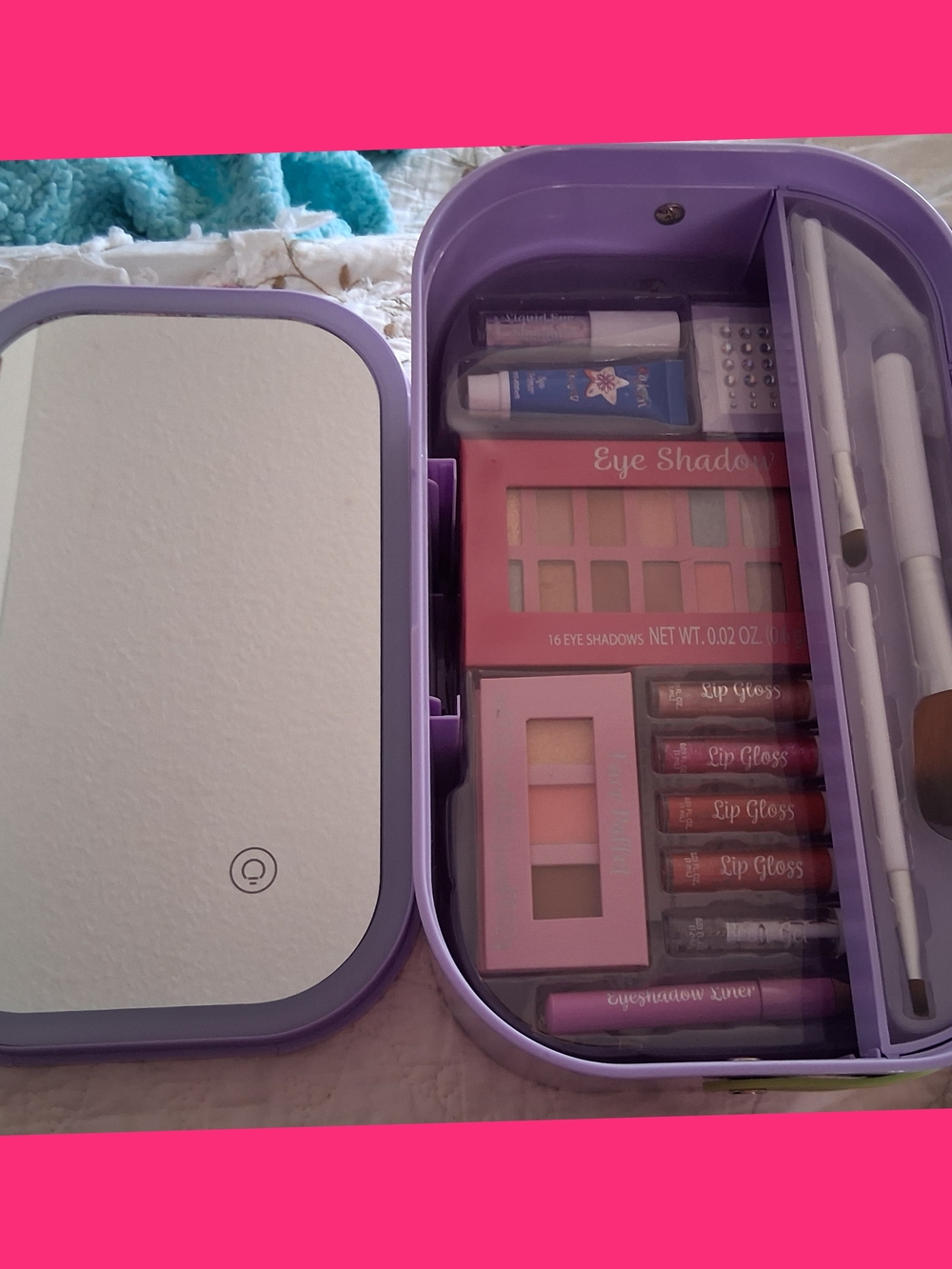 Purple Girls Makeup Kit with Eyeshadow & Lip Gloss